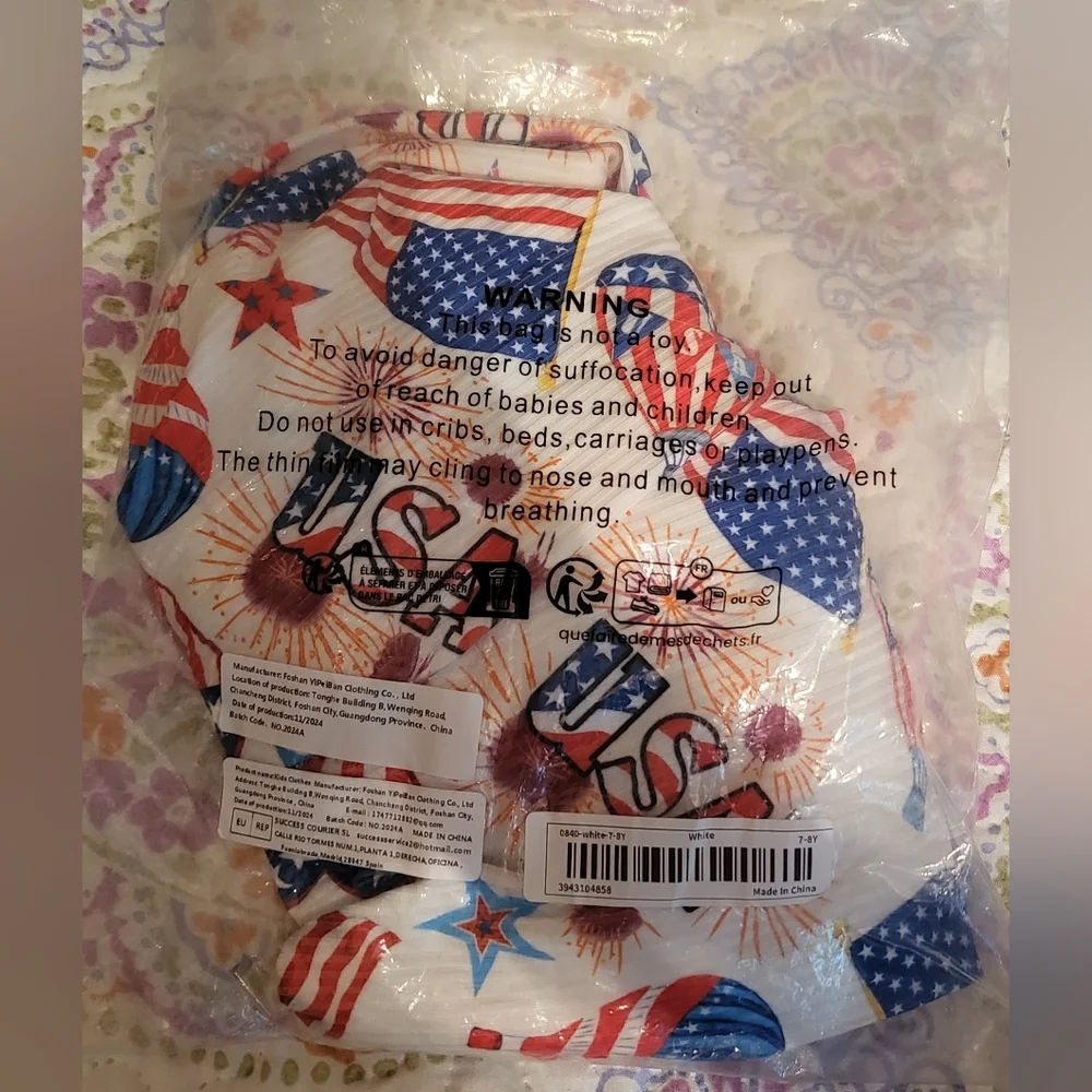 Patriotic Girls Jumpsuite with USA Print NEW